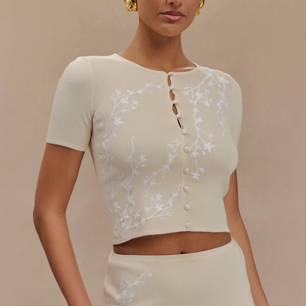 NWOT Meshki Monroe Knit Top in Cream / Size XS